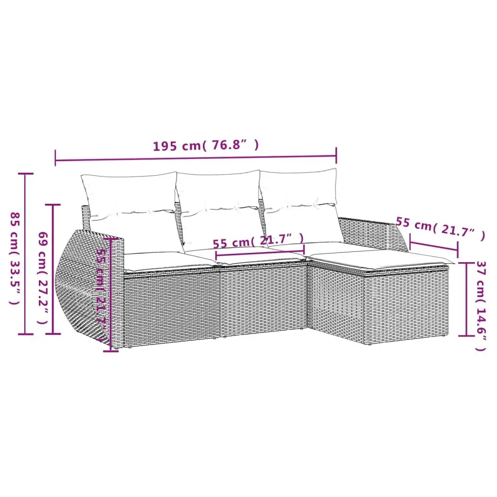 4 Piece Garden Sofa Set for Relaxing Outdoors