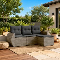 Comfortable 4-Piece Grey Garden Sofa Set for Outdoor Use