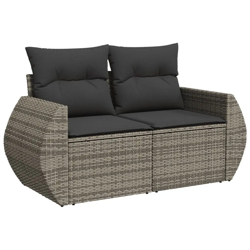 4 Piece Modular Outdoor Sofa Set Grey Synthetic Rattan with Cushions Patio Furniture