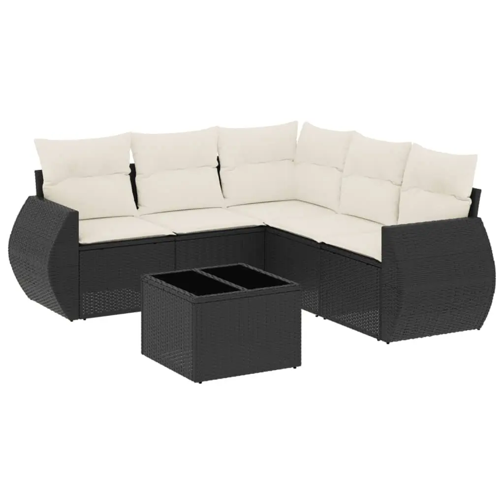 Garden Sofa Set PE Rattan 6 Piece Outdoor Furniture Patio Seating Black