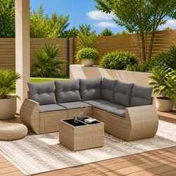 Ideal for Outdoor Relaxation: 6-Piece Sofa Set in Beige