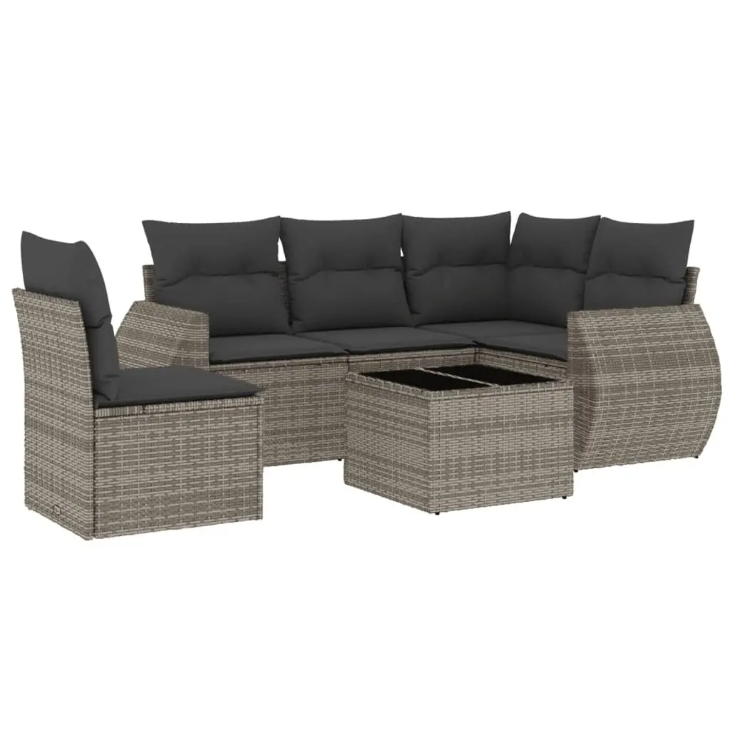 Garden Sofa Set PE Rattan Modular 6 Piece Outdoor Furniture Grey
