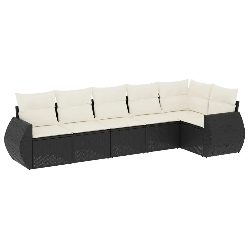 Garden Sofa Set 6 Piece Poly Rattan Outdoor Furniture Black
