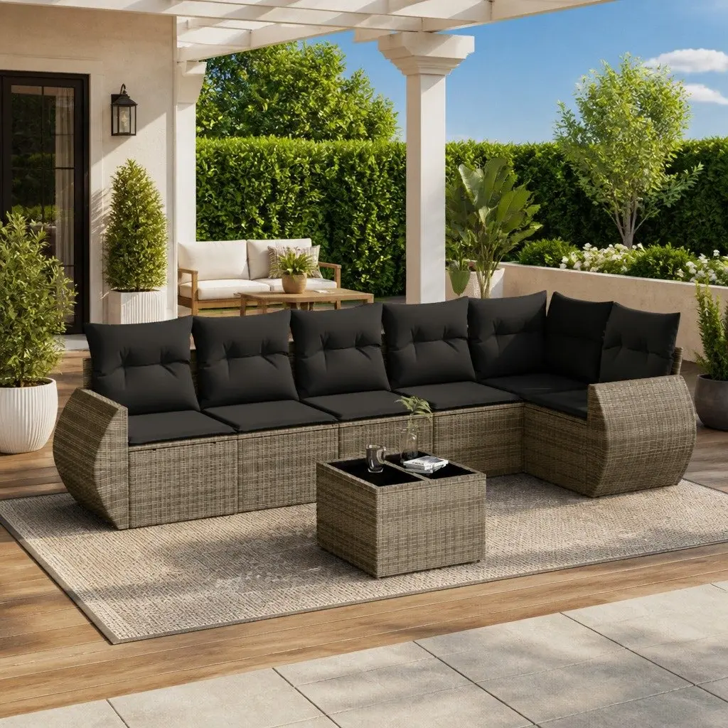 7-Piece Grey Sofa Set for Outdoor Use