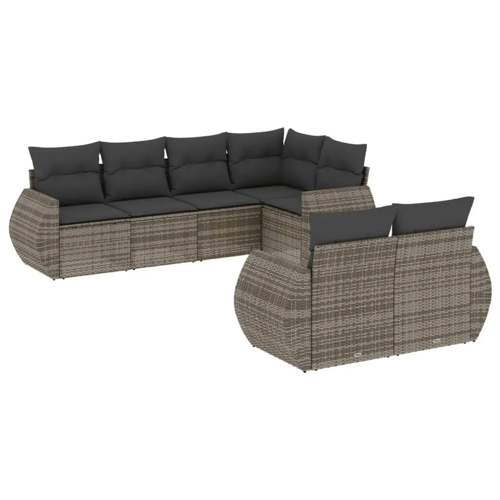 Outdoor Sectional Sofa Set PE Rattan 7 Piece Grey Modular