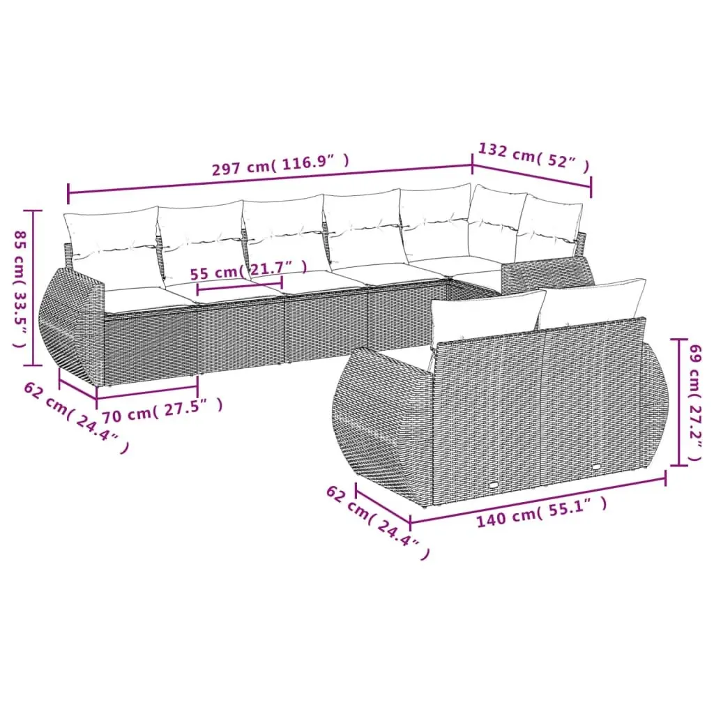 8 Piece Garden Sofa Set for Various Outdoor Uses