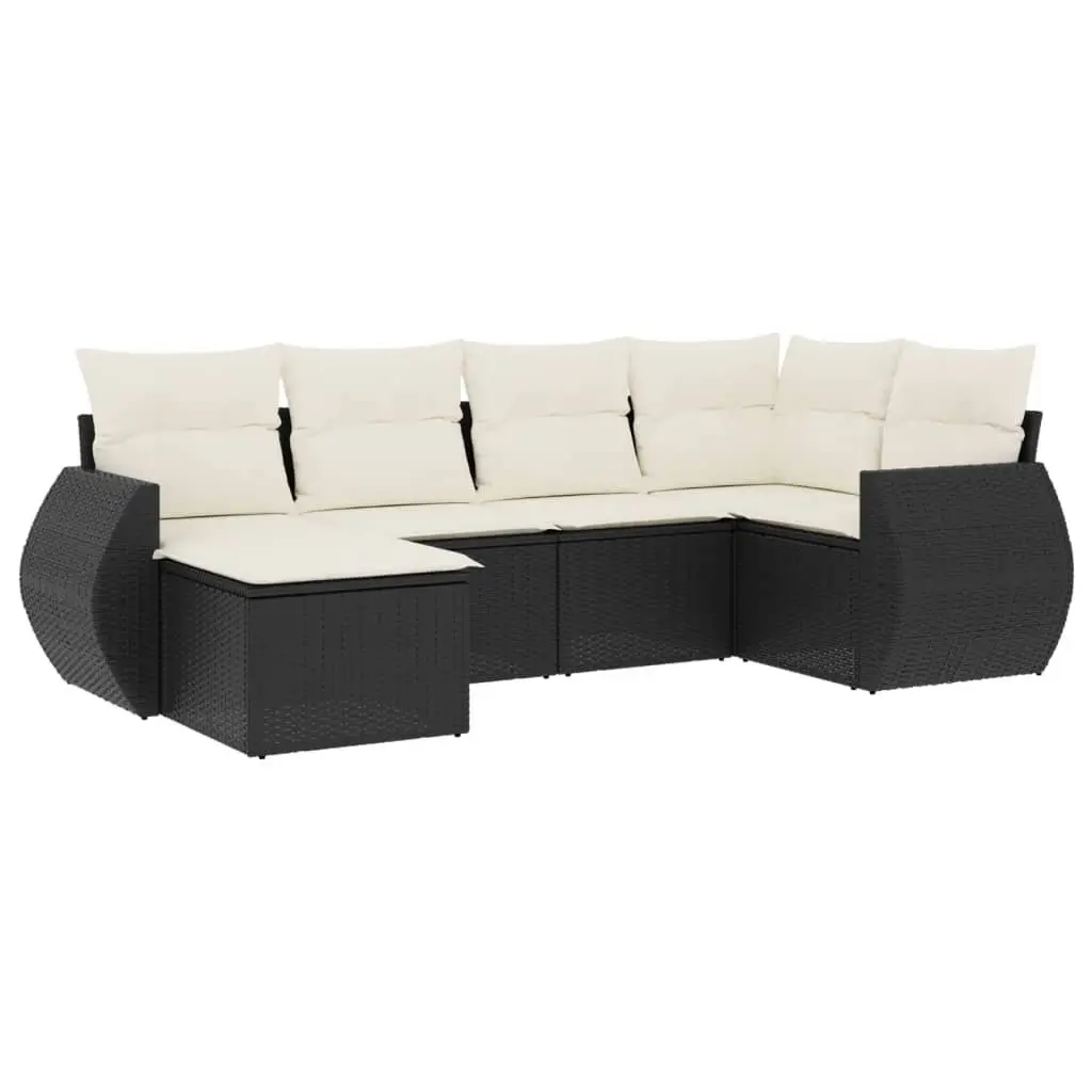 Outdoor Sectional Sofa Set 6 Piece Garden Furniture Black Rattan Modular Seating