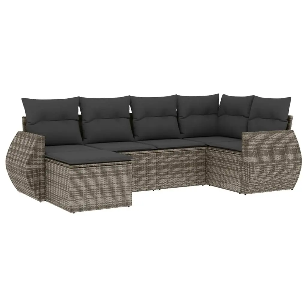 Outdoor Sectional Sofa Set 6 Piece Garden Furniture Grey Modular Patio Seating