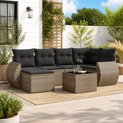 Practical 7 Piece Outdoor Sectional Sofa Set with Glass Table