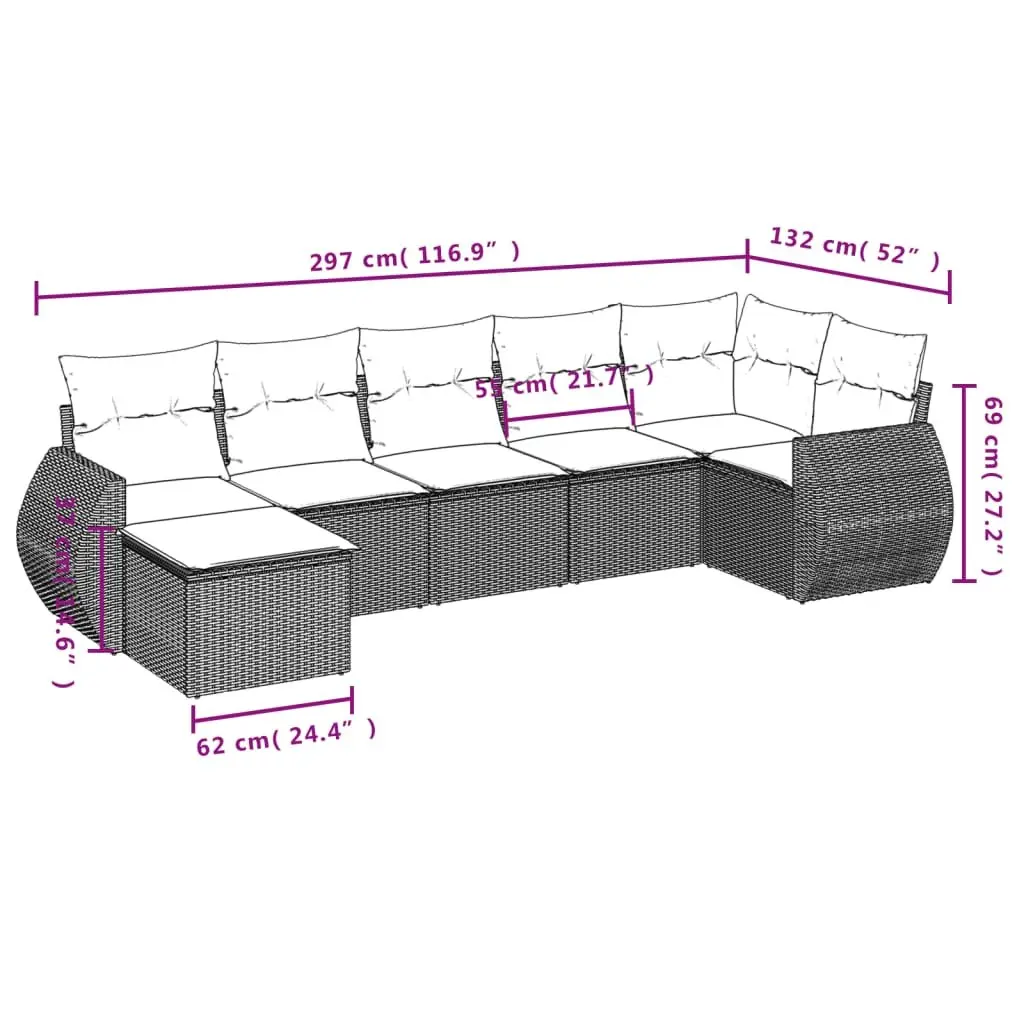 Outdoor Sectional Sofa Set 7 Piece Grey Garden Furniture Patio Seating with