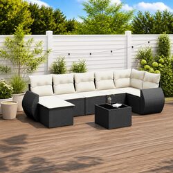 Versatile 7-Piece Black Outdoor Seating Arrangement