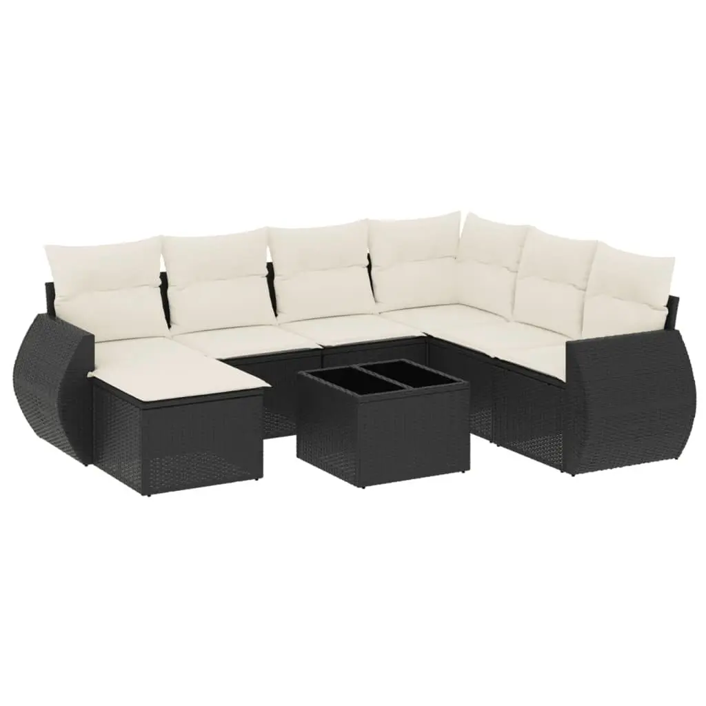 Outdoor Sectional Sofa Set 8 Piece Garden Furniture Black Poly Rattan Modular