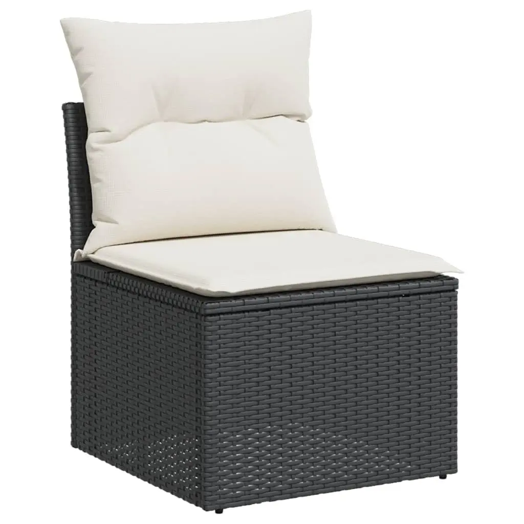 Outdoor Sectional Sofa Set 8 Piece Garden Furniture Black Poly Rattan Modular