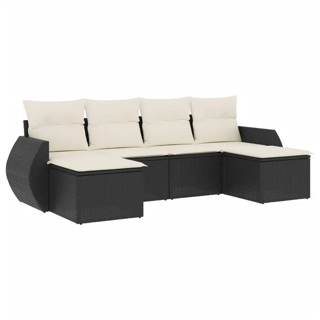 Outdoor Sectional Sofa Set Modular PE Poly Rattan 6 Piece Black