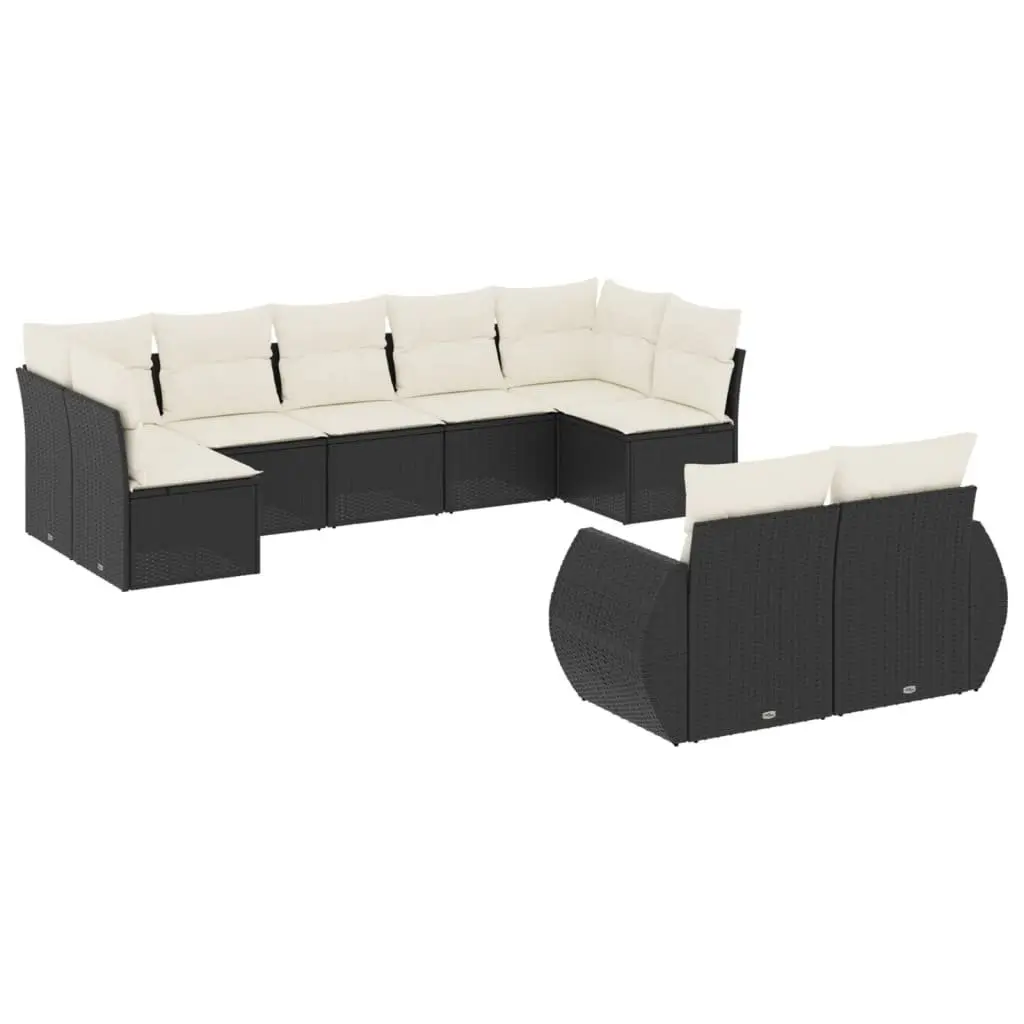 Outdoor Sectional Sofa Set 9 Piece Garden Furniture Black Patio Seating with