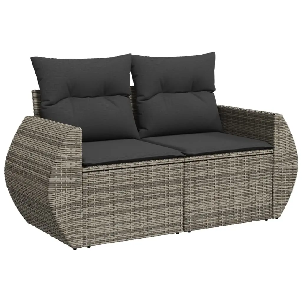 Outdoor Garden Sofa Set 10 Piece Grey Poly Rattan Patio Sectional with Cushions