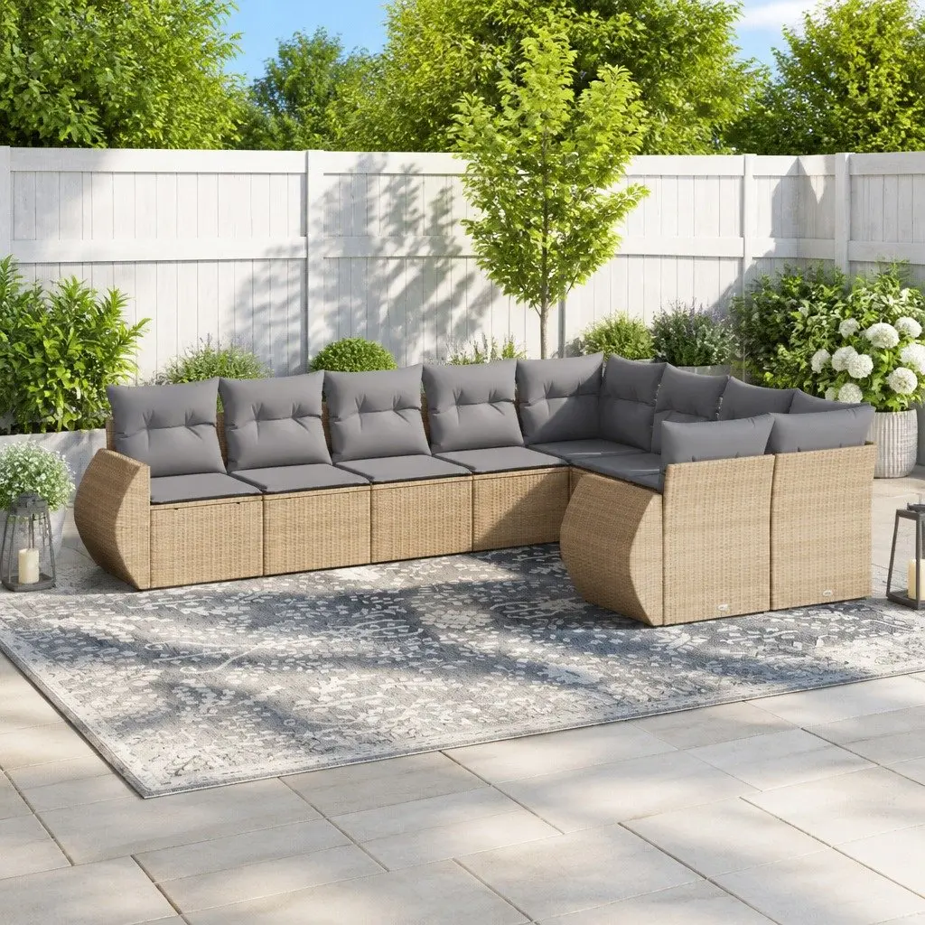Outdoor Sectional Sofa Set 9 Piece Garden Furniture Patio Seating with Cushions