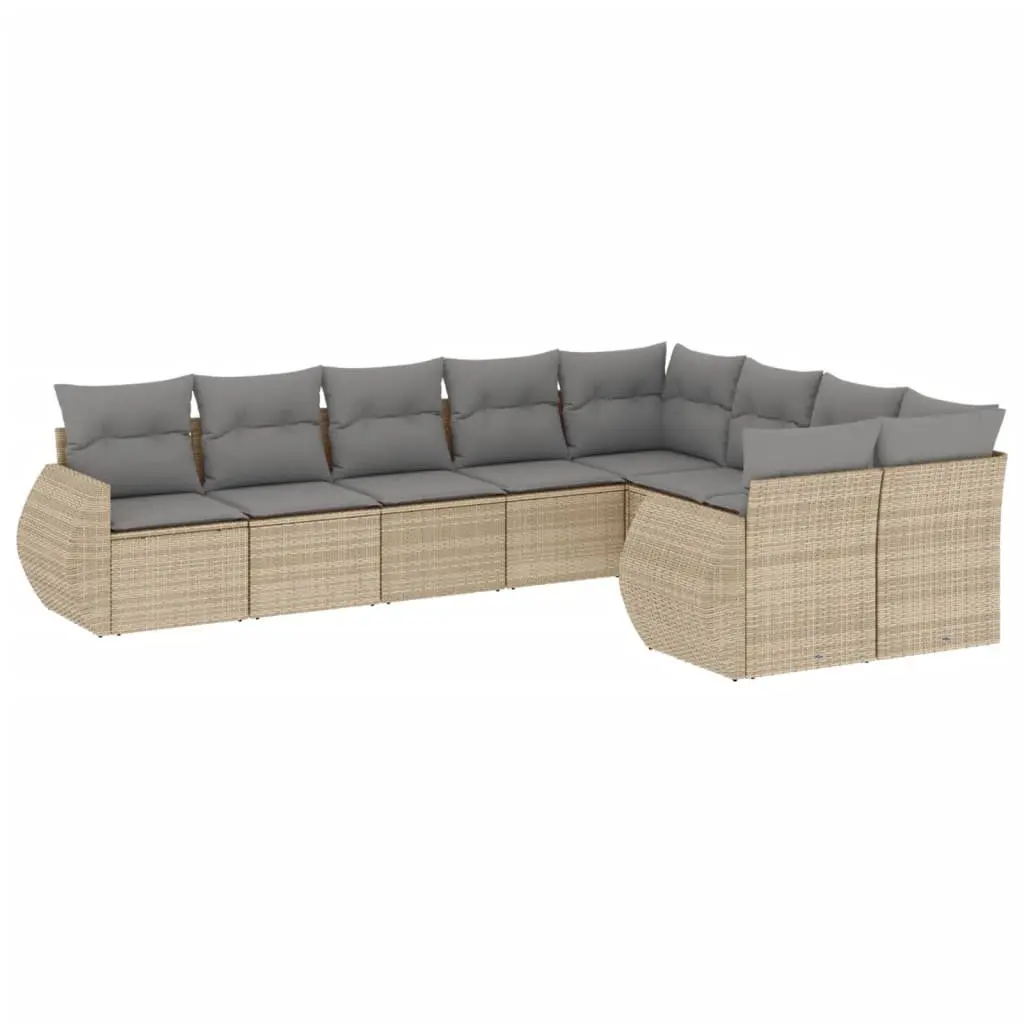 Outdoor Sectional Sofa Set 9 Piece Garden Furniture Patio Seating with Cushions