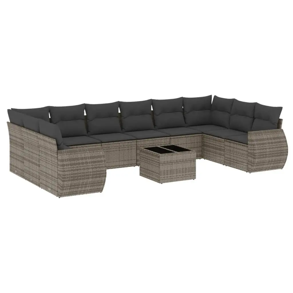 Outdoor Sectional Sofa Set Poly Rattan 11 Piece Grey