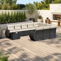 Versatile Outdoor Sectional Sofa Set 11 Pieces in Black
