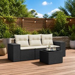 Versatile Outdoor Sectional Sofa Set in Black with Cushions