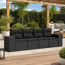 4 Piece Black Sectional Sofa for Versatile Outdoor Arrangements