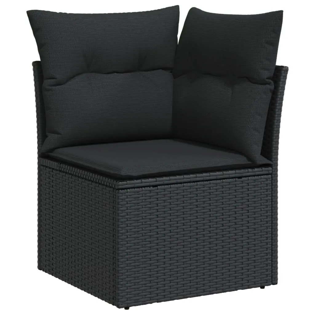 Outdoor Sectional Sofa Set 7 Piece Garden Furniture Black Poly Rattan with