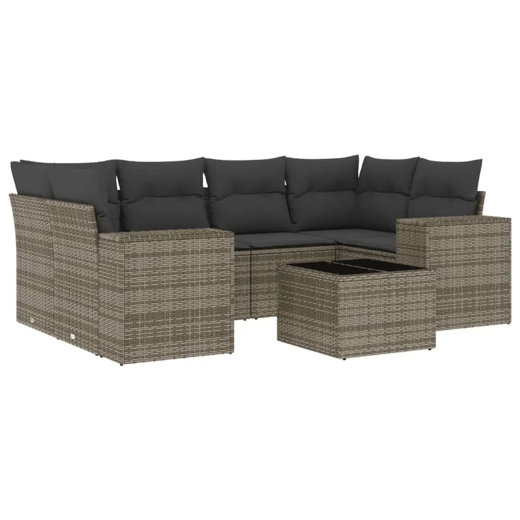 7-Piece Grey Sectional Sofa for Garden Use