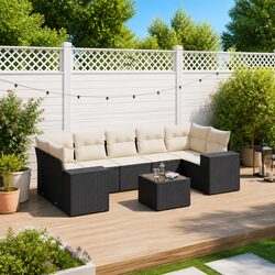 Versatile Black Rattan Outdoor Sectional Sofa Set