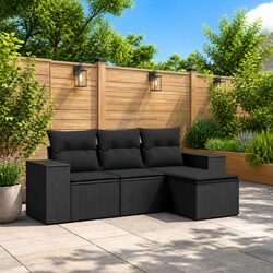 Versatile Black Sectional Sofa Set for Outdoor Use