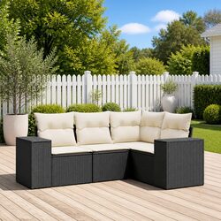 Practical 4 Piece Black Rattan Outdoor Sofa Set