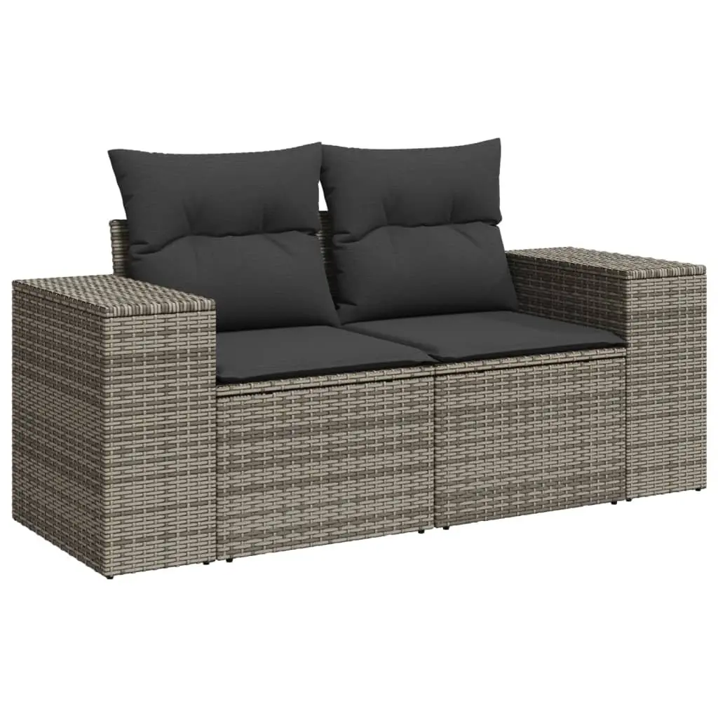 4-Piece Grey Rattan Sofa for Outdoor Use