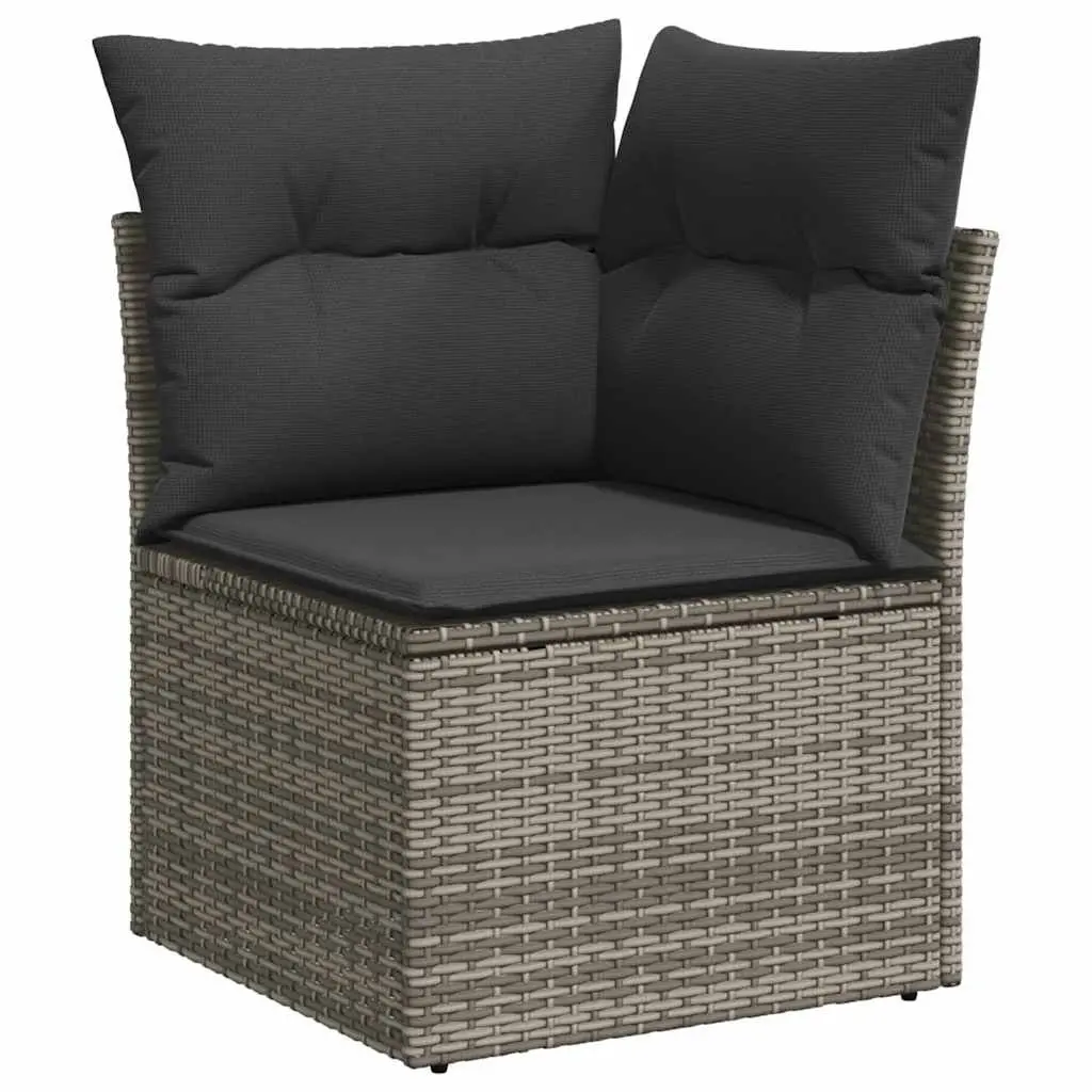 Outdoor Sectional Sofa Set Modular Grey PE Rattan 6 Piece with Cushions