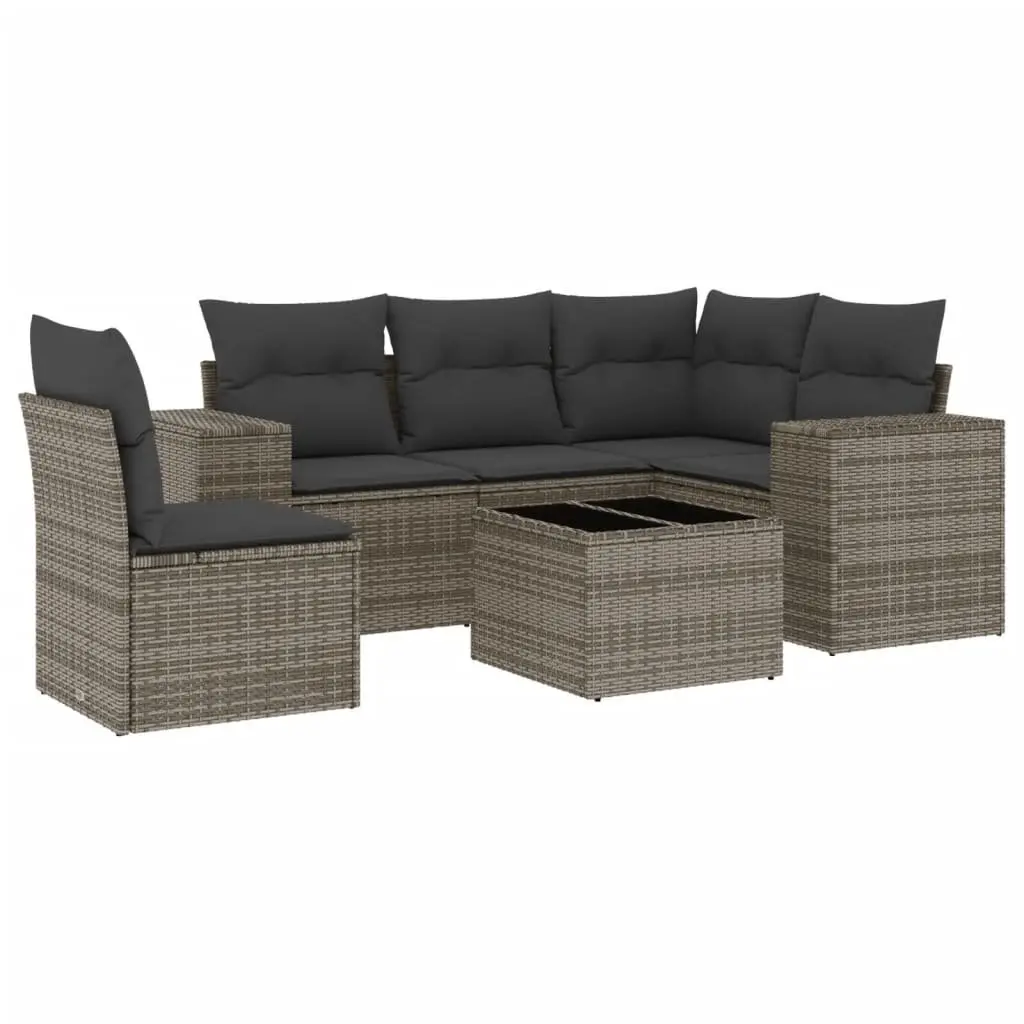 Garden Sofa Set 6 Piece Outdoor Furniture Grey Poly Rattan Patio Modular Lounge
