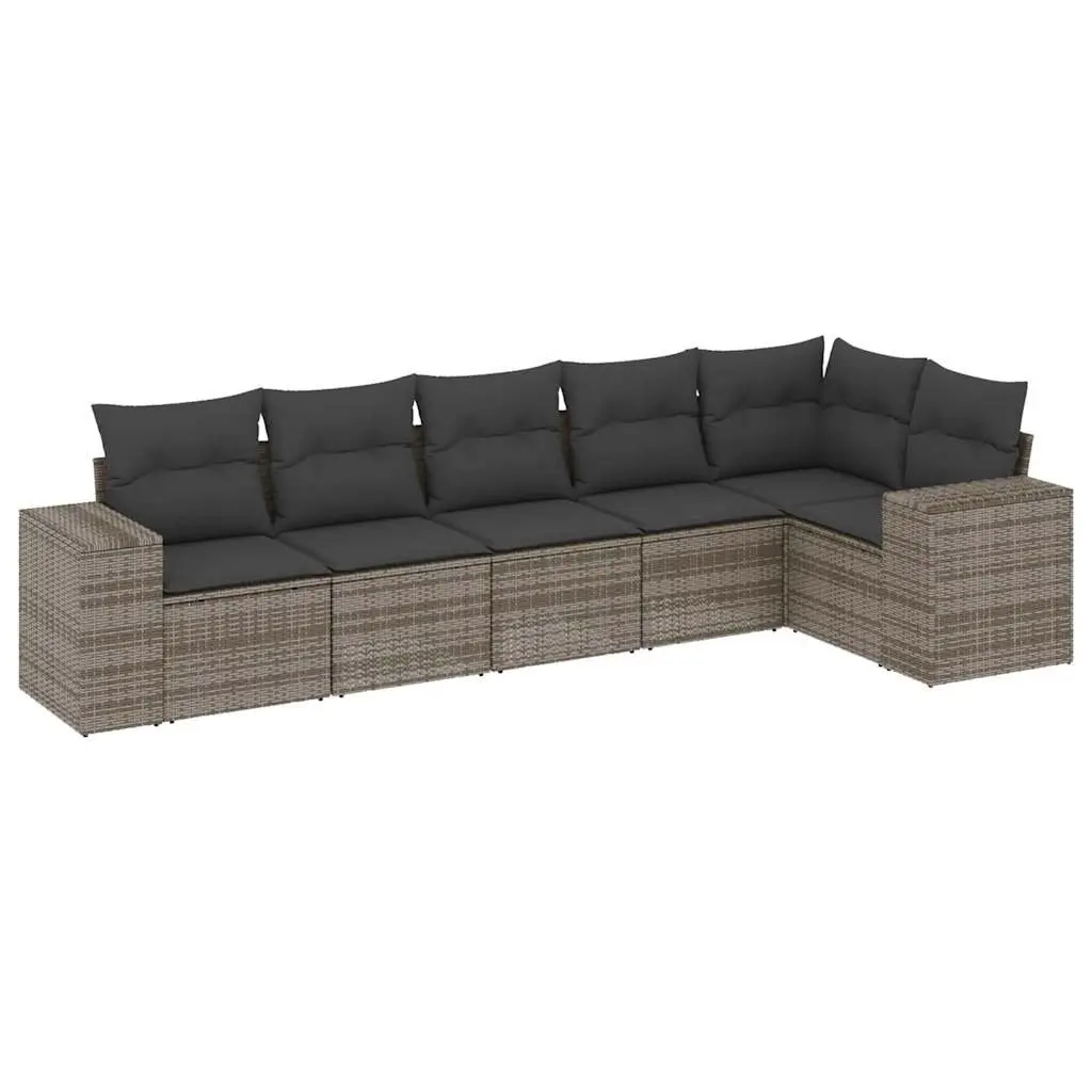 Garden Sofa Set PE Rattan Modular 6 Piece Outdoor Furniture Grey