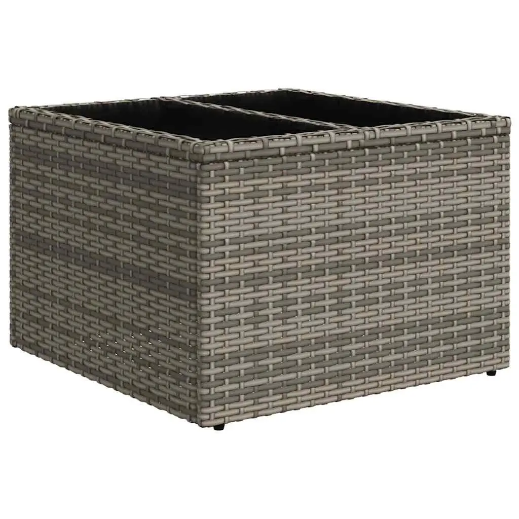 7 Piece Modular Outdoor Rattan Sofa Set with Cushions Grey Weather Resistant and Easy to Clean Tempered Glass Top