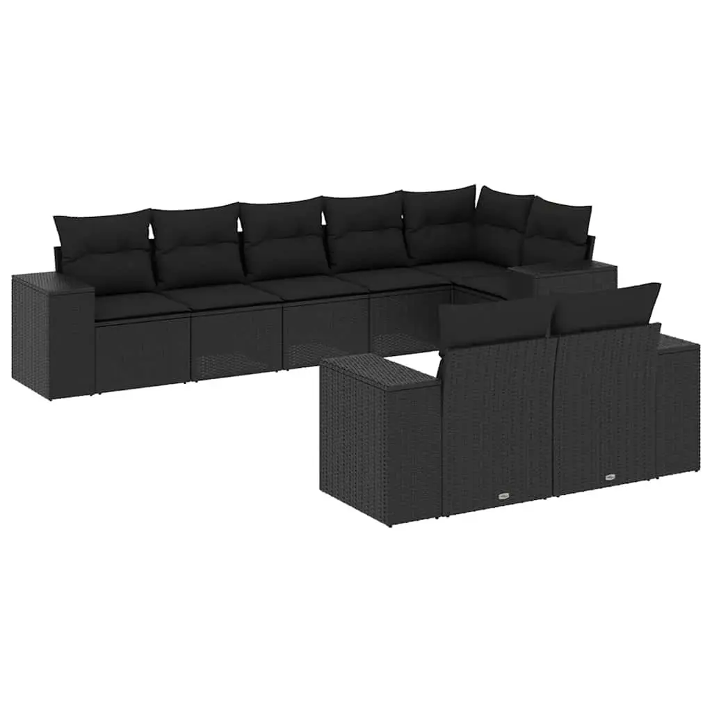 Garden Sofa Set PE Rattan Modular 8 Piece Outdoor Furniture Black
