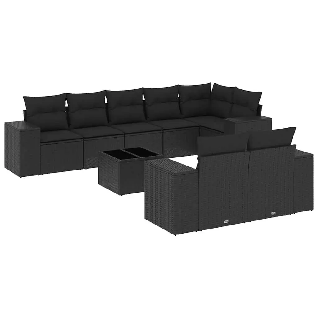 Garden Sofa Set 9 Piece Outdoor Furniture Poly Rattan Patio Lounge with Cushions