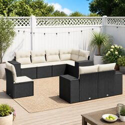 Garden Sofa Set 8 Piece Outdoor Furniture Patio Black Cushions Modular Rebounder
