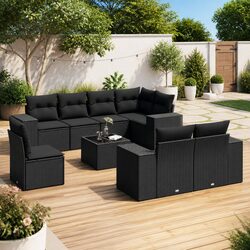 Versatile Black Rattan Garden Sofa Set for Your Outdoor Needs