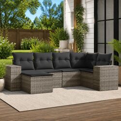 Garden Sofa Set 6 Piece Outdoor Furniture Patio Lounge Grey Cushioned Modular