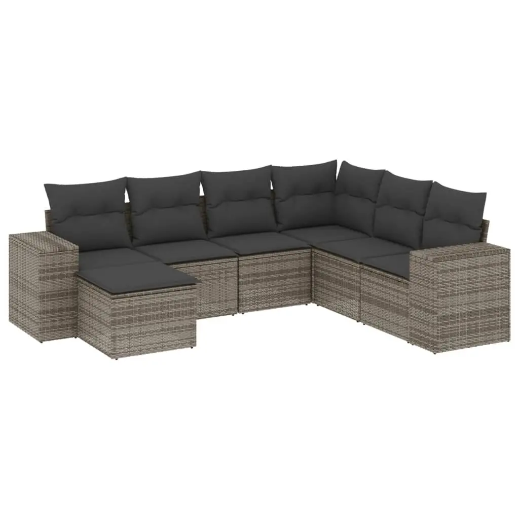 Garden Sofa Set PE Rattan Modular 7 Piece Outdoor Furniture Grey