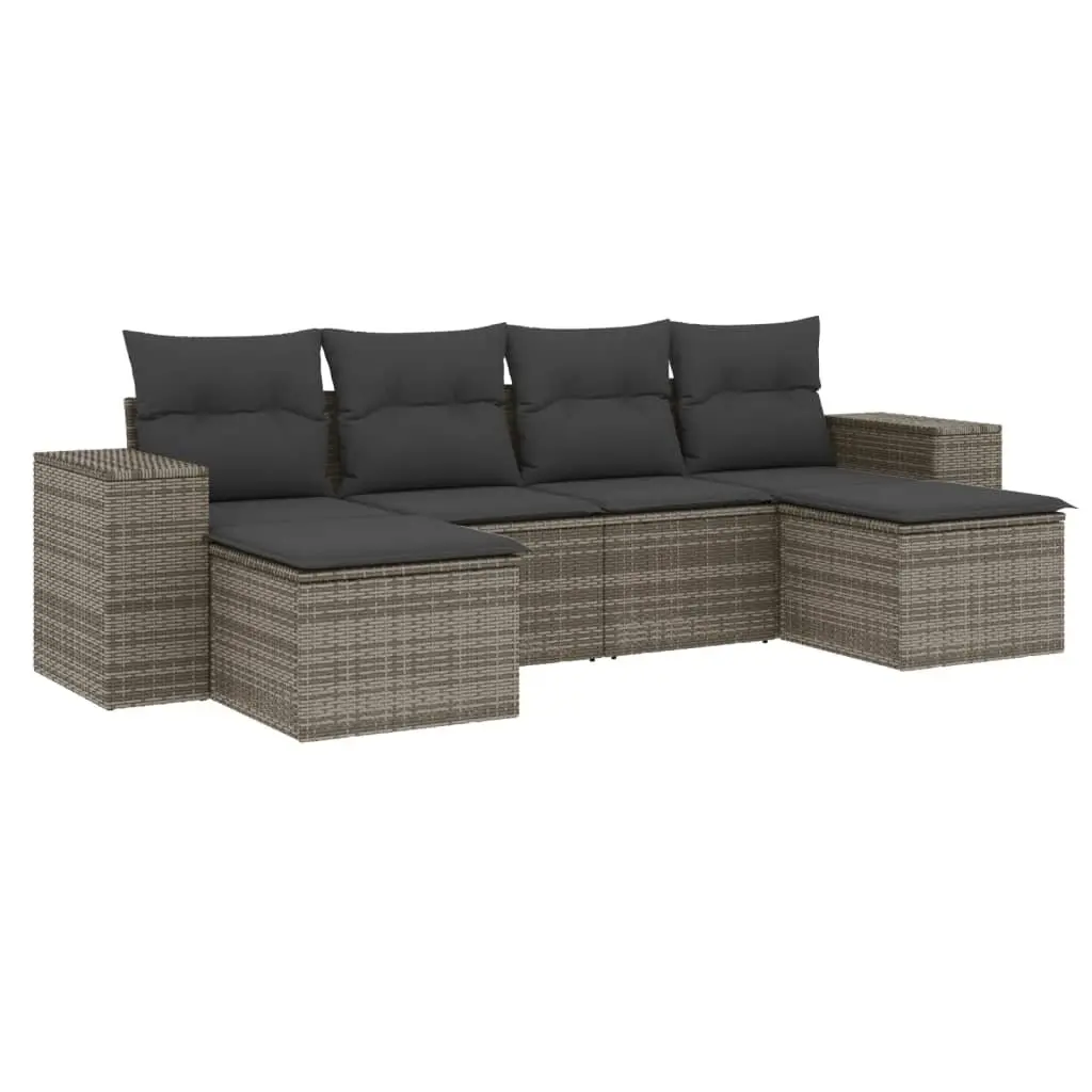 Garden Sofa Set 6 Piece Outdoor Furniture Patio Rattan Sectional Grey with