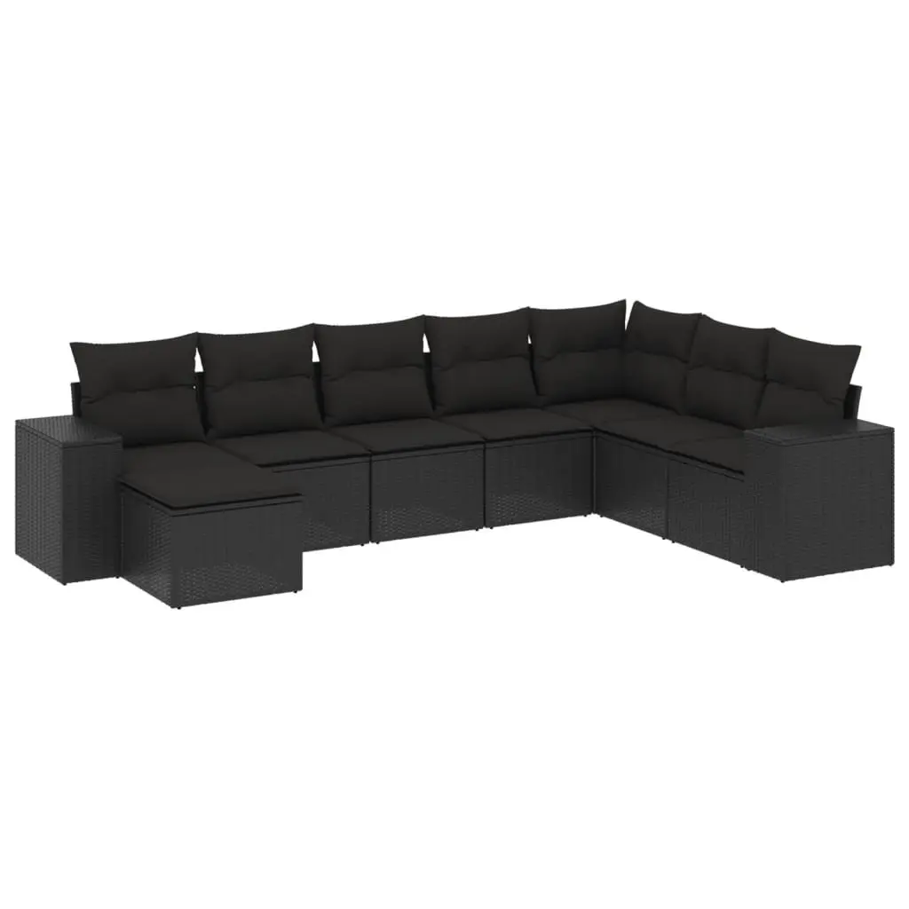 Garden Sofa Set 8 Piece Outdoor Furniture Black Modular Patio Rattan Sectional