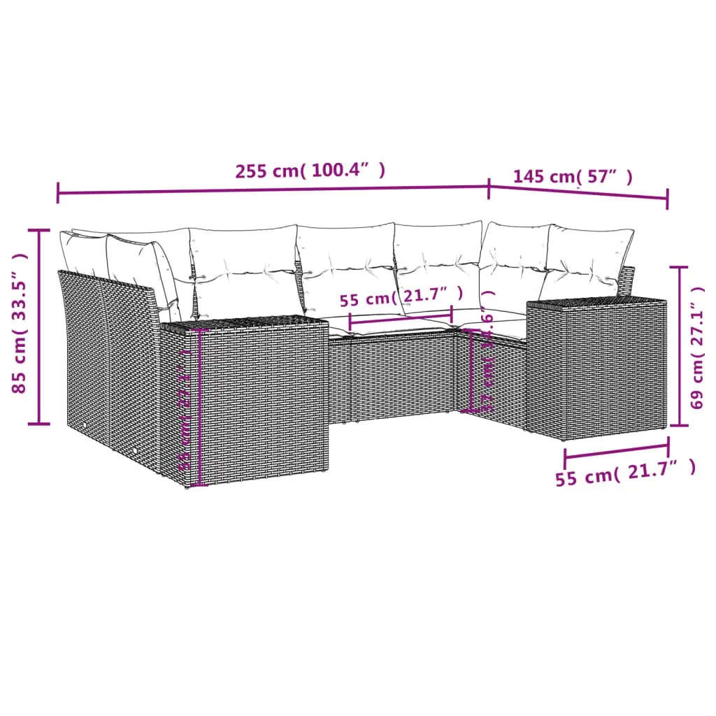 Garden Sofa Set 6 Piece Outdoor Furniture Patio Beige Poly Rattan Modular