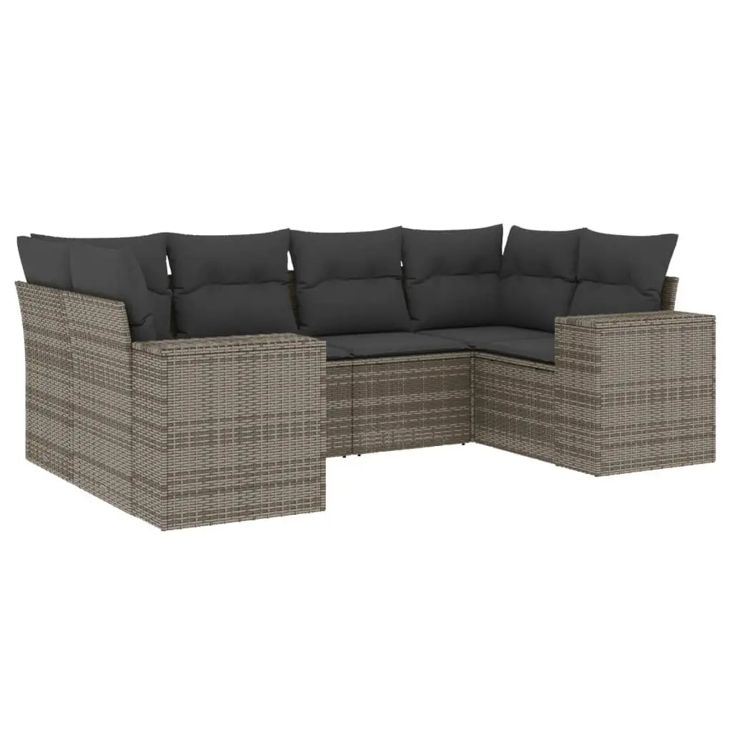 6 Piece Garden Sofa Set PE Rattan Modular Outdoor Furniture Grey