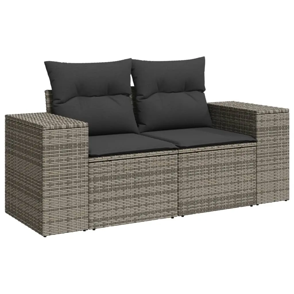 Garden Sofa Set Poly Rattan 10 Piece Outdoor Furniture Grey with Cushions