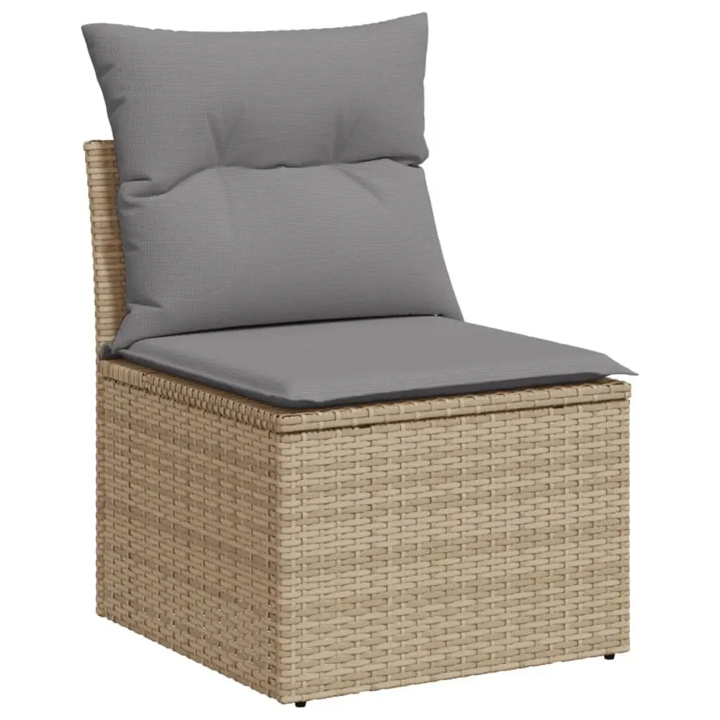 9 Piece Modular Garden Sofa Set Outdoor Furniture Beige Cushions PE Rattan