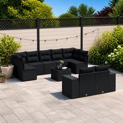 Versatile 10 Piece Black Garden Sofa Set