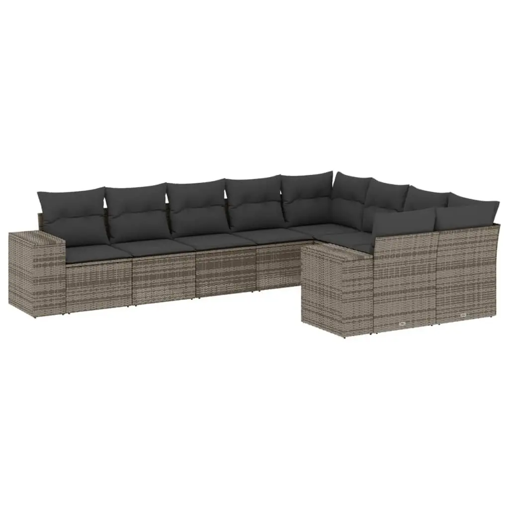 Garden Sofa Set 9 Piece Outdoor Furniture Patio Lounge Grey Modular Cushioned